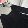 Spring and Autumn New Women's Long Sleeve Square Collar Vintage Bow Lace Black and White Stitching Dress