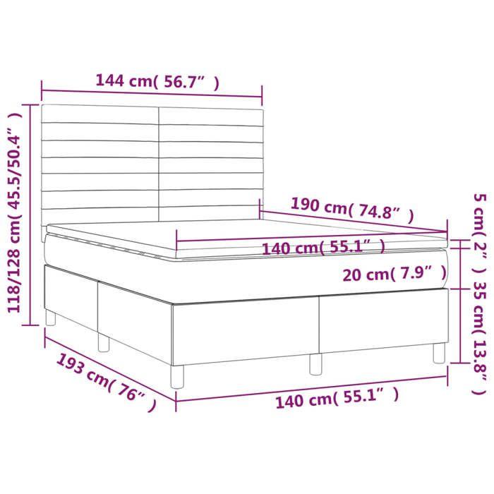 VidaXL Sommier à Lattes de Lit avec Matelas LED, Lit Rembourré, Lit Double, Lit Adulte de Chambre à Coucher Intérieur, 3136183