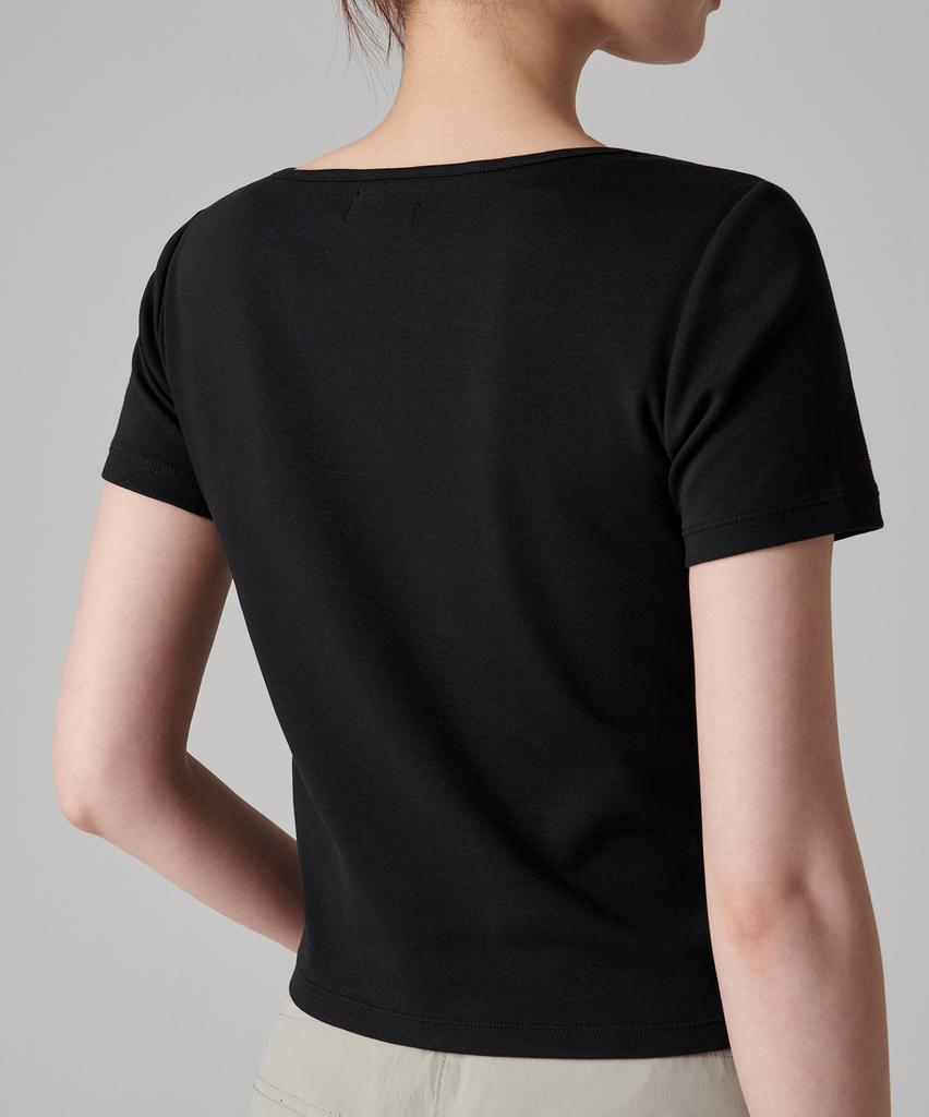 MUSINSA STANDARD WOMAN Women'S Slim Square Neck T-Shirt [Black]