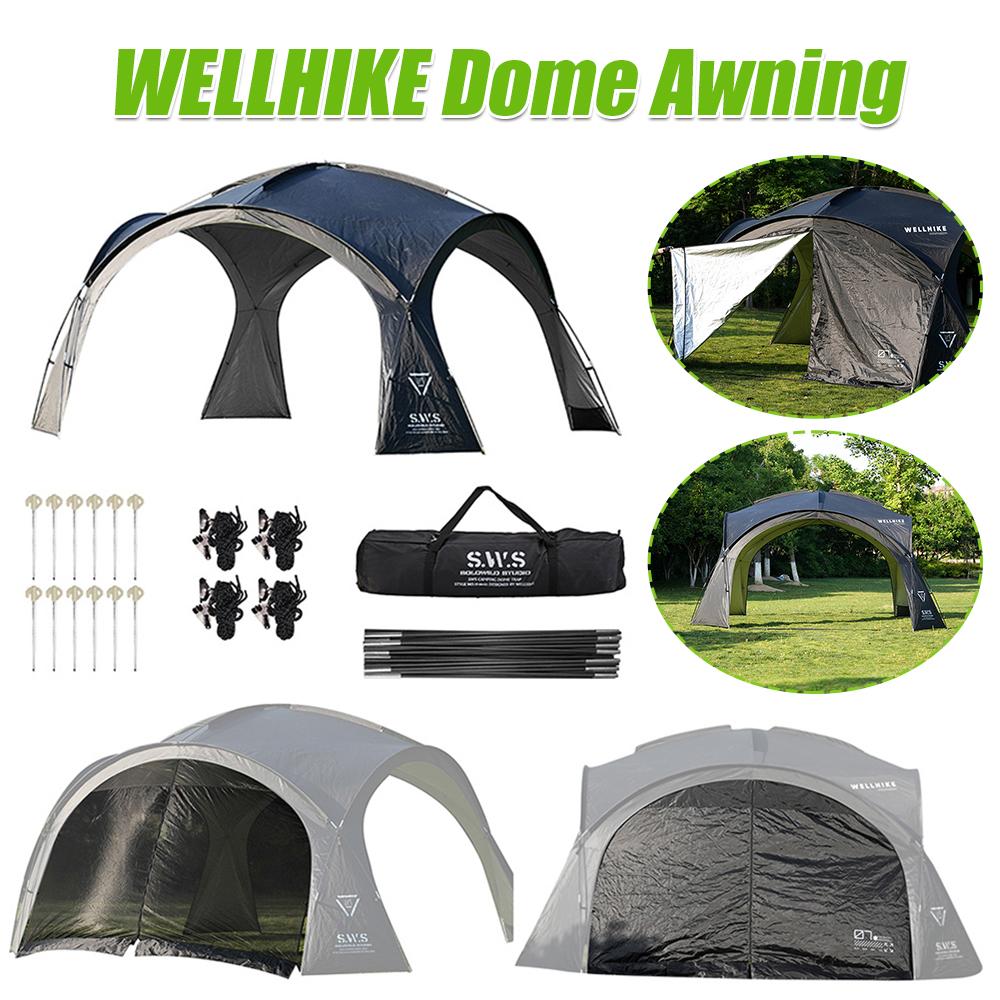 Silver Coated Sunshade Canopy UV Resistant Camping Dome Tent PU3000MM Waterproof for Outdoor Backyard BBQ