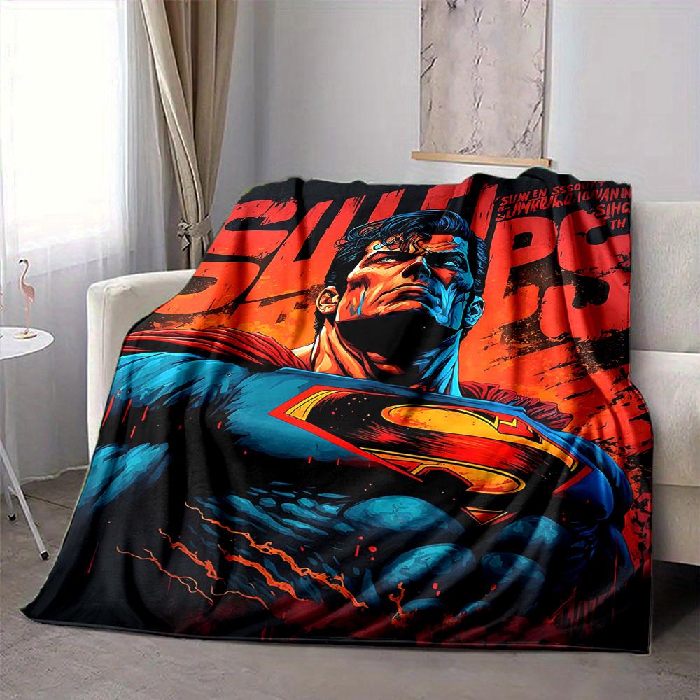 1pc Superhero Strength Flannel Throw Blanket - Lightweight Soft Warm All-Season Blanket for Sofa, Bed, Travel, Camping  L1029200