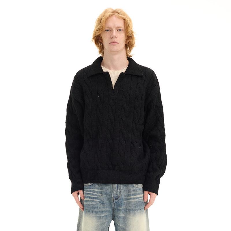 Loose cashmere comfortable soft waxy fake two-piece knitted sweater casual men's and women's autumn and winter