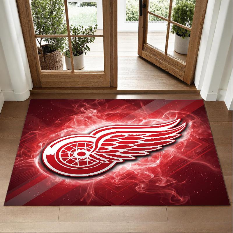 Detroit Red Wings Design Crystal Velvet Rug Soft Decorative Mat for Bedroom Entrance