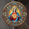 Vintage Sacred Heart Jesus Aluminum Sign Religious Wall Art Durable Round Christian Home Decor