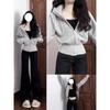 Dark Blue Zip Up Hoodie Jacket