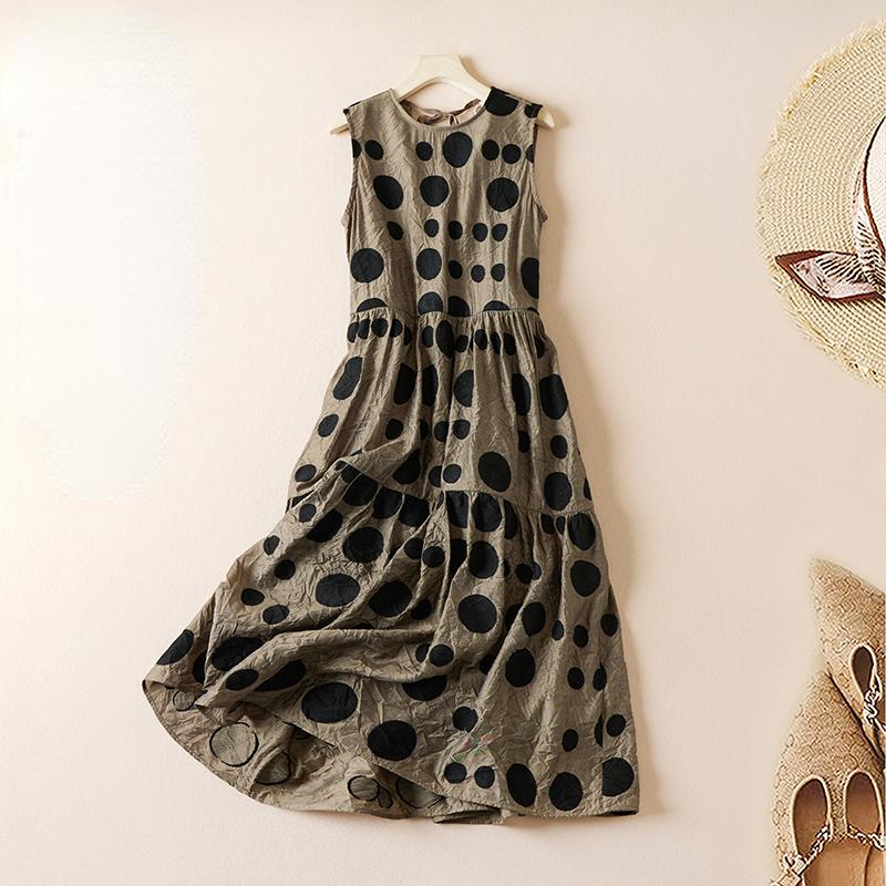 

DIMANAF 2023 Летнее платье-футболка больших размеров Женское свободное платье с принтом Винтажные повседневные платья Женское платье без рукавов с О-образным вырезом Wave Point Beach Длинное платье