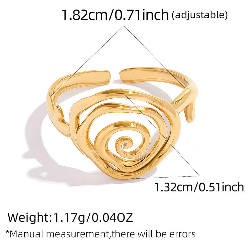 Stainless Steel Metal Spiral Line Open Rings For Women Men Minimalist Gold Color Circle Geometric Finger Ring Jewelry Gifts