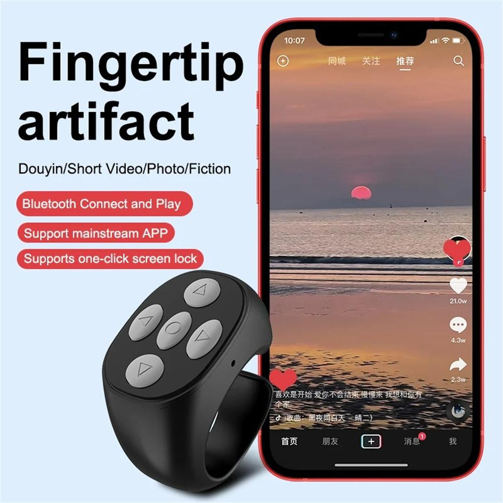 Bluetooth-Fernbedienung Fingerring Selfie-Video-Controller für TikTok Automatischer Seitenumblättern Browsen für Mobiltelefon