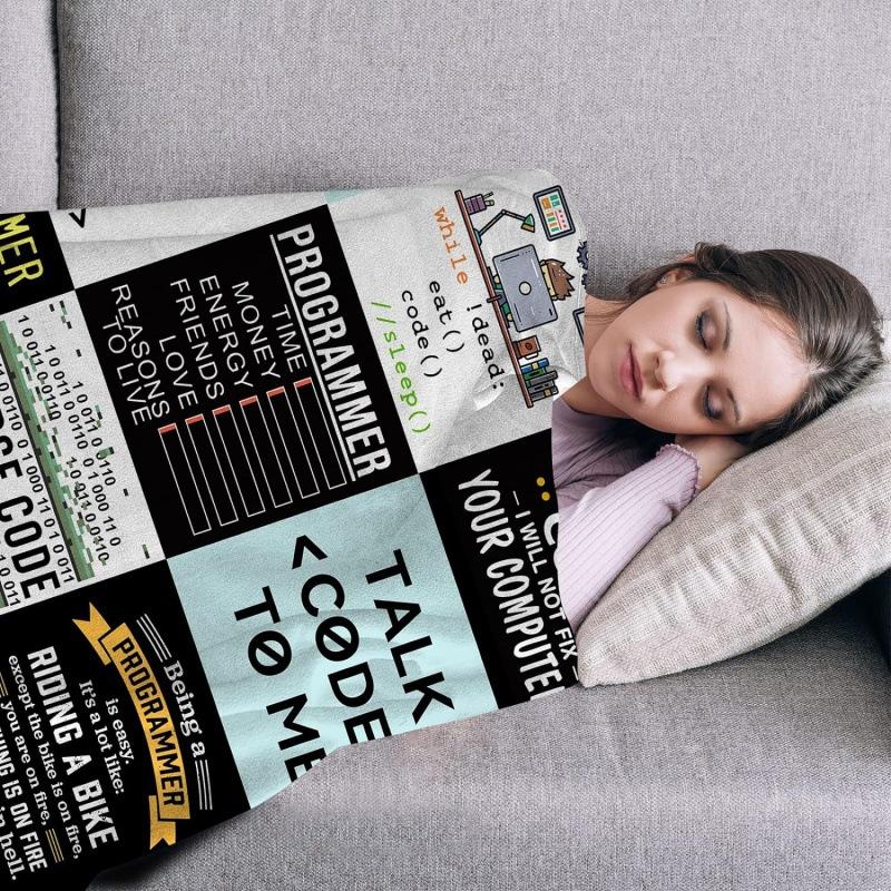 Programmer Graduation Season digitalprinted polyester Bedroom velvet flannel soft sofa cover blanket Fleece soft sofa cover