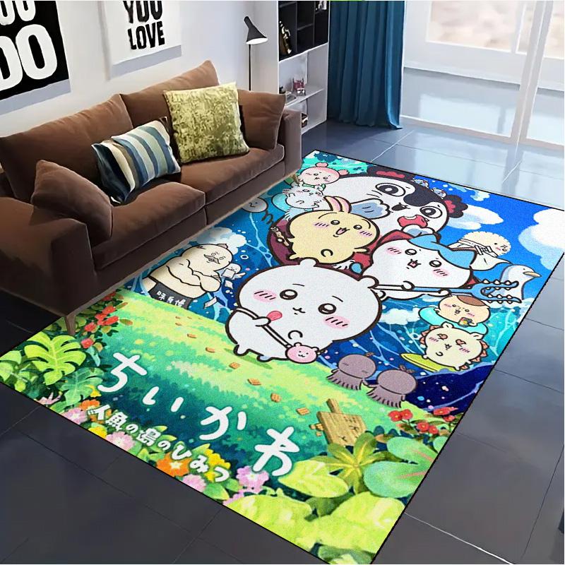 Anime Chiikawa Carpet Rug for Living Room Bedroom Home Sofa Decoration,Kids play Non-slip Floor Mat