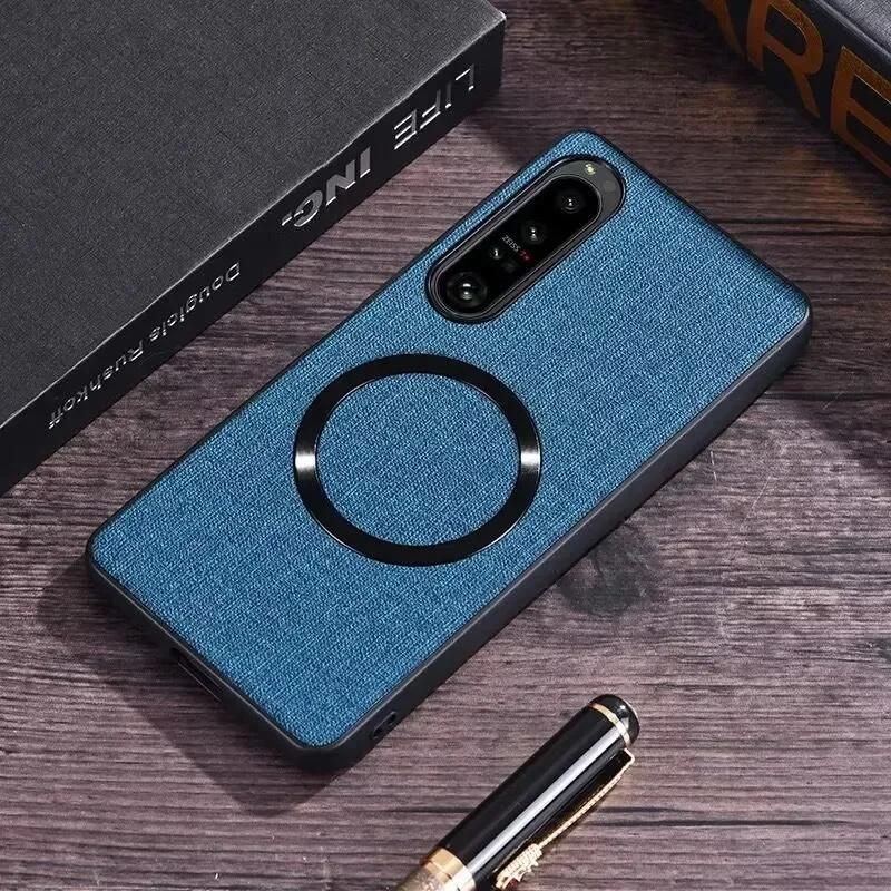 

for Sony Xperia 1VII 1VI 10VI 5V 10V 1V 1IV 5IV 10IV 1III 10III 5III Magnetic Charging Silicone Protection Hard Fabric Case Sony Xperia 1 V