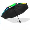 Windproof Folding Umbrella, 8‑Rib Auto Open Close Geometry Dash Umbrella for Rain Sun Protection
