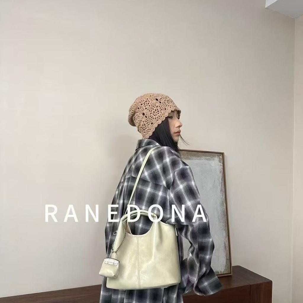 Women's Bag New Large Capacity Casual Handbag Retro Cowhide Pattern Shoulder Crossbody Bag Bucket Bag