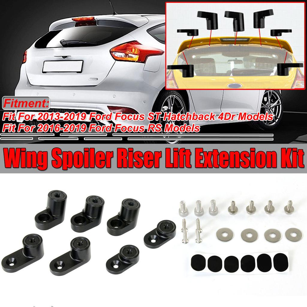 SILVER Spoiler Lip Wing Riser Raiser Kit For Ford Focus ST Hatchback 13-19