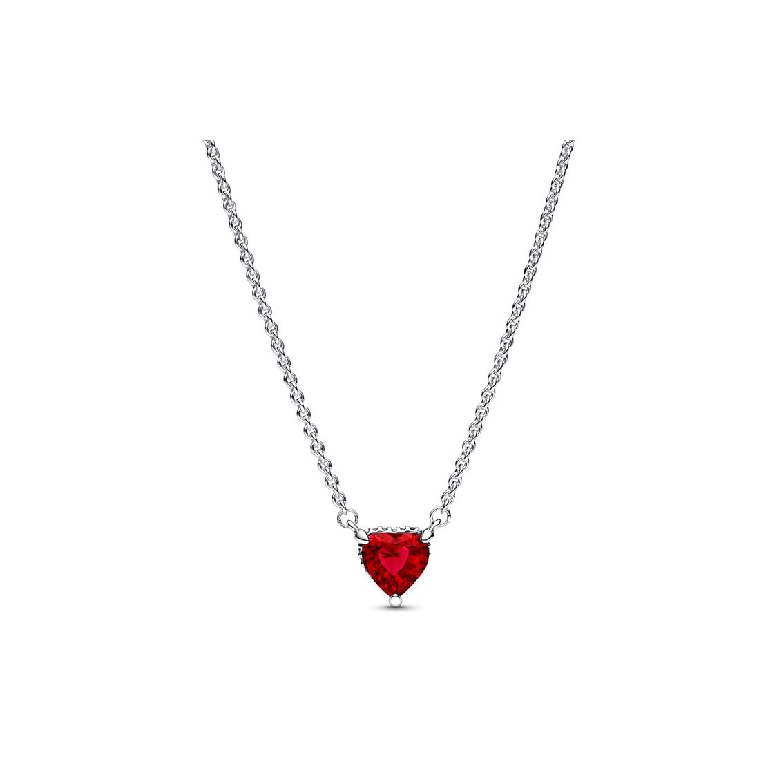 Pandora Heart Shaped Exquisite Elegant Fashion Necklace Women necklace Red Silver 392542C01 Box