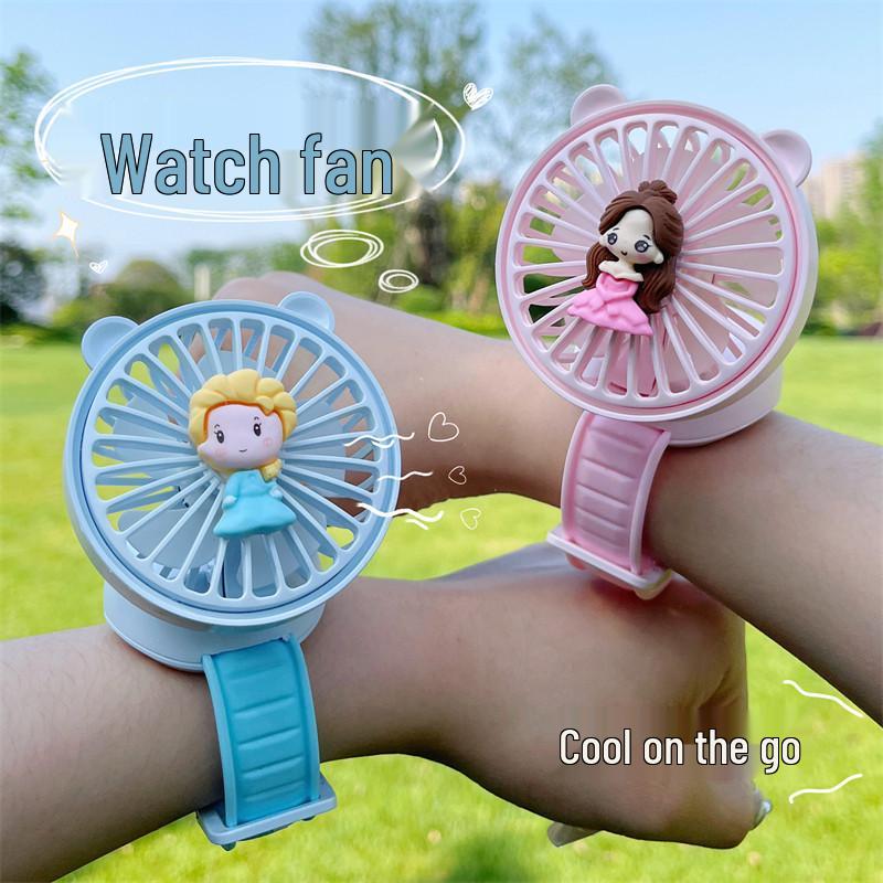 Sanrio Portable Cartoon Watch Fan: Rechargeable Handheld Mini Electric Fan Gift for Girls