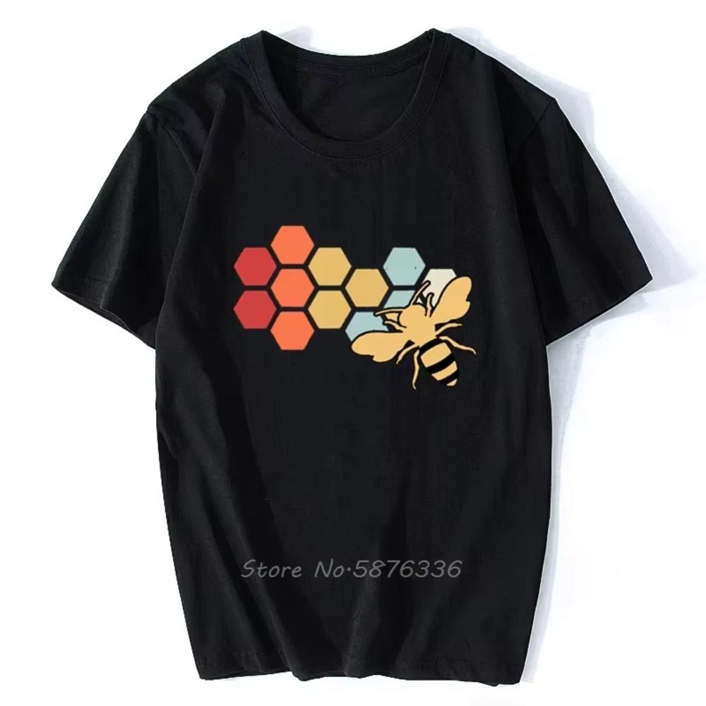Vintage Beekeeper Beekeeping Honey Funny Bee Black T-Shirt Men  O-neck Tshirt Hip Hop Tees Streetwear Harajuku