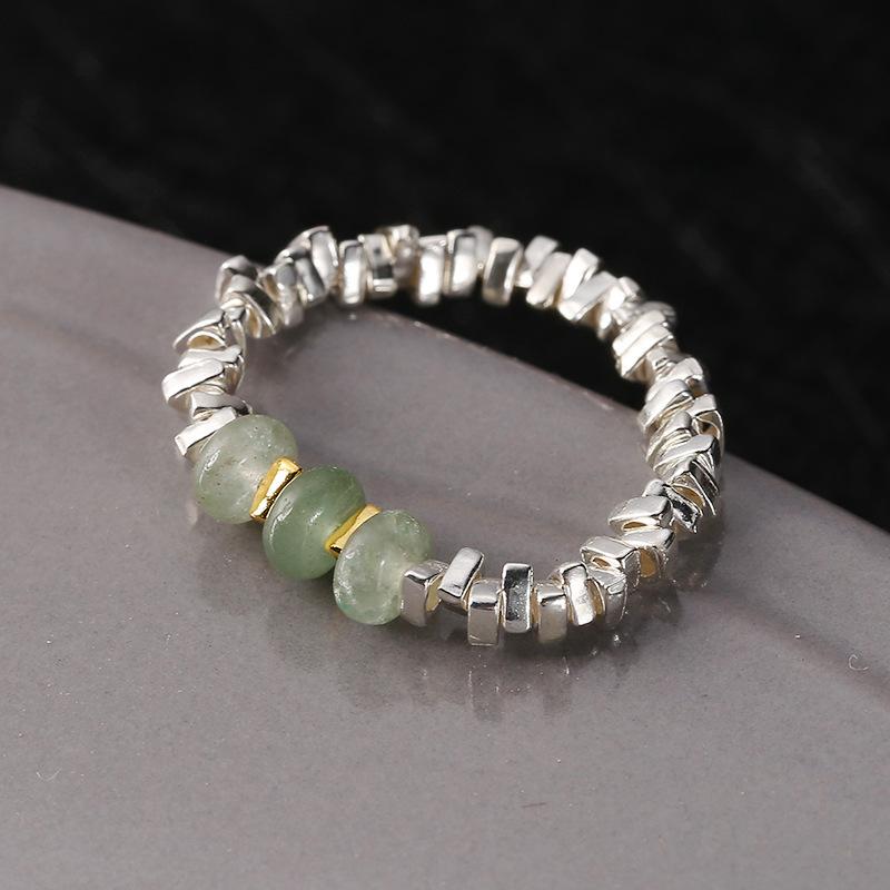 PANJBJ 925 Sterling Silve Multicolour Bead Ring for Women Pearl Elastic Sweet Romantic Design Jewelry Gift Dropshipping