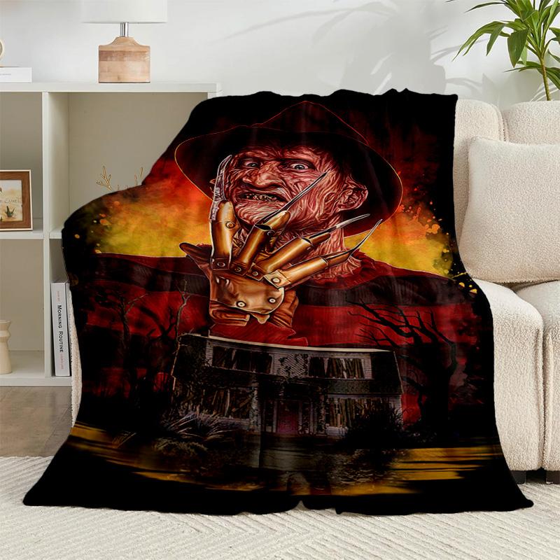 1PC Halloween Horror Night Flannel Blanket Gift, Suitable for Both Men And Women, Soft Ideal for Beds And Sofa, Birthday Or Christmas Gift