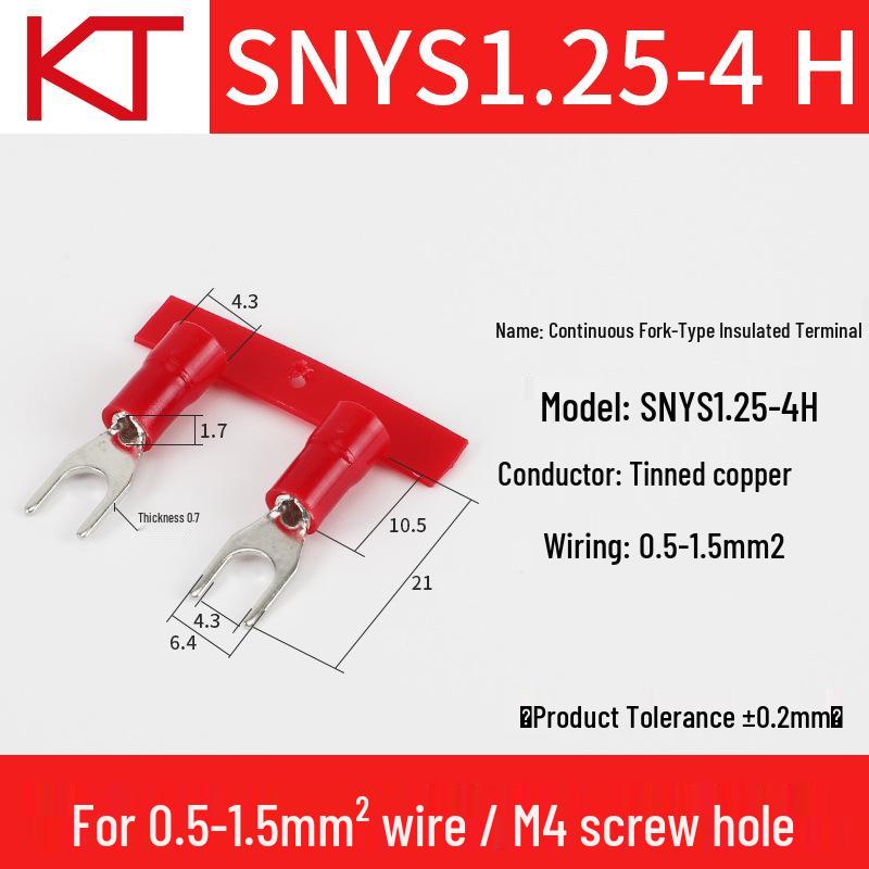 KT Keshitong Nylon Fork Terminal SNY1.25/2/3.5/5.5 with Copper Nose - National Standard Cold-Pressed Terminal