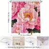 Pink Peony Peony Petal Shower Curtain Realistic Floral Design, 12 Hooks, 180X 180Cm, Bathroom Decorative Shower Curtain