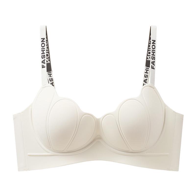 

Beautiful Back Push-Up Bra: Lift and Support for Small Chests - Seamless, Wireless, Soft, and Cartoon-Style Design 32/70AB шампанського/білий