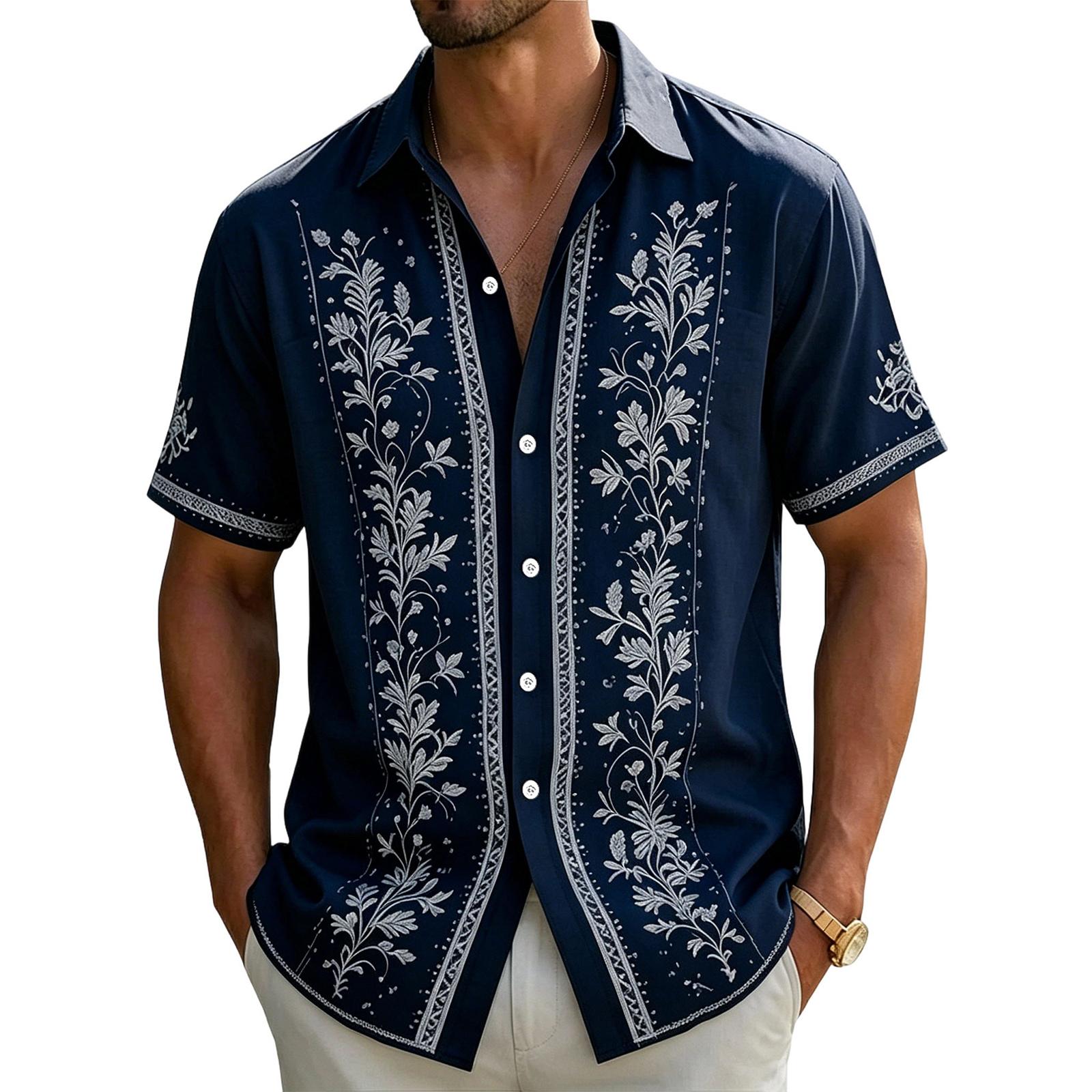 

Men s Casual Short-Sleeve Collared Shirt For Spring/Summer XL Темно-синій