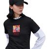 Lining Sports Fashion Series Daily Progress Fun Print Round Neck Short Sleeve T-Shirt Women Tops Black AHSR002-2