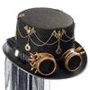 Steampunk Flachkappenhut für Damen Herren mit Schutzbrille Halloween Cosplay Party Kostümhut Gotischer Stil Hut Musikfestival Hut