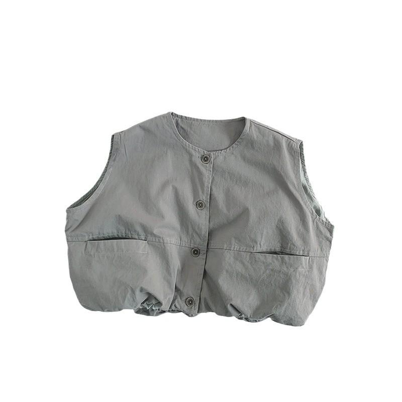 Kids Solid Sleeveless Vest Open Front Cardigan Unisex Children Casual Outerwear
