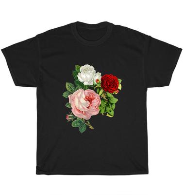 Vintage Roser Blomster Blomsterillustrasjon Blomstringelskere T-skjorte Unisex Tee Gave