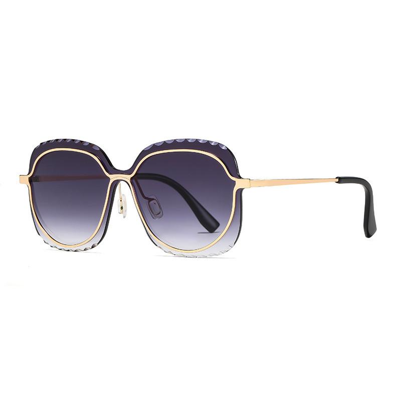 

Female Sunglasses With Metallic Frame And Gray Gradient Lenses For Fashion And Driving Double Gray