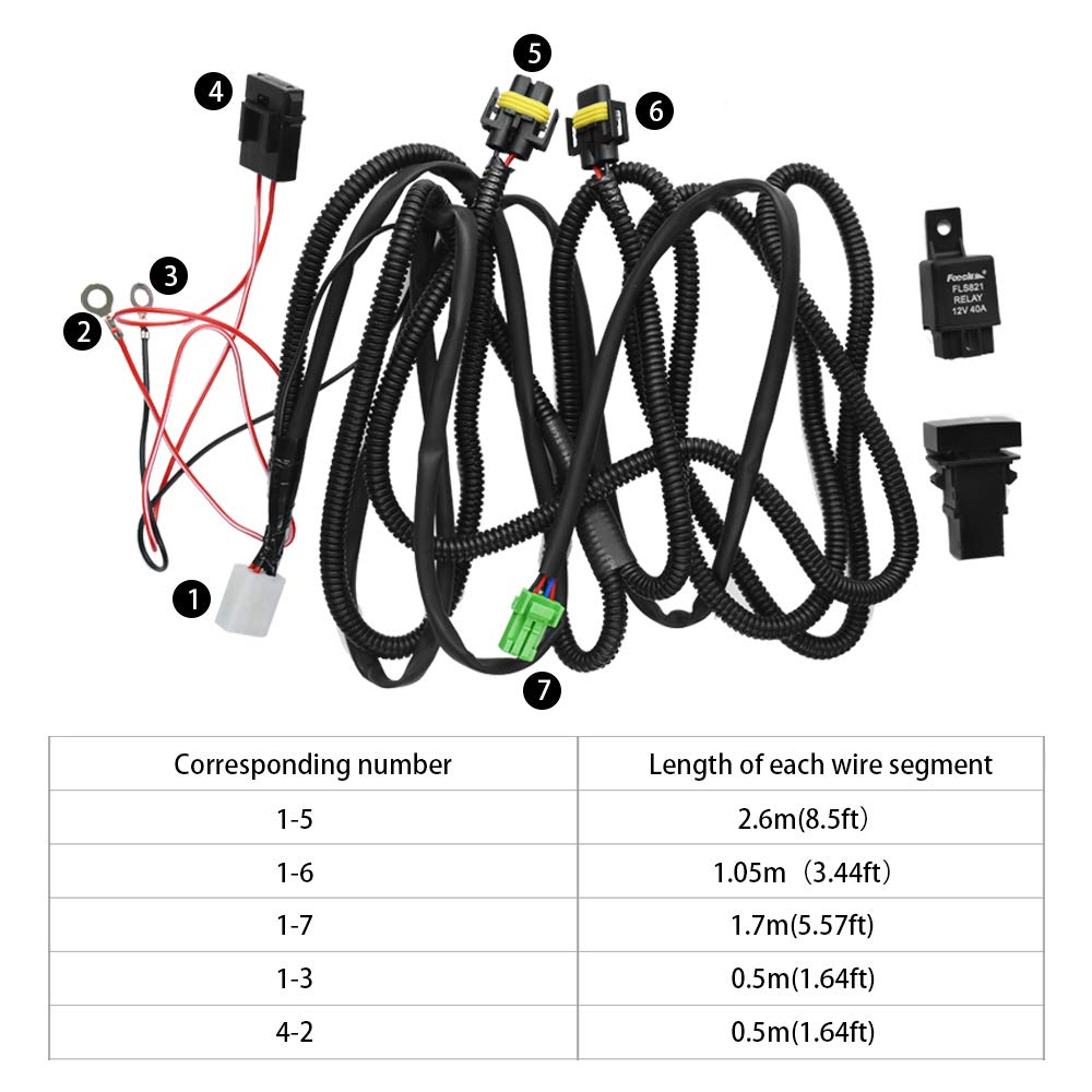 HUIQIAODS H8/H11/H16 LED Compatible, Universal Switch, For Rear Fog Lights, Fog Wiring, Relay Harness, For Toyota, Nissan, Suzuki, Daihatsu
