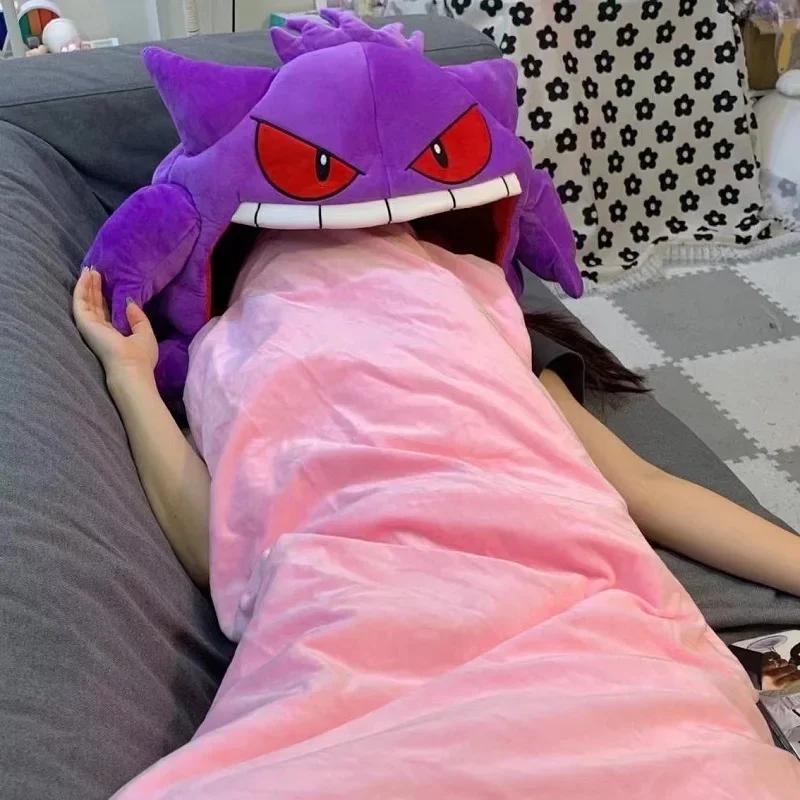 Pokemon Gengar Peluche Lingua Grande Periferica Anime Gengar Taglia Grande Cuscino per Dormire Coperta Nap a Doppio Uso Giocattolo di Peluche Imbottito