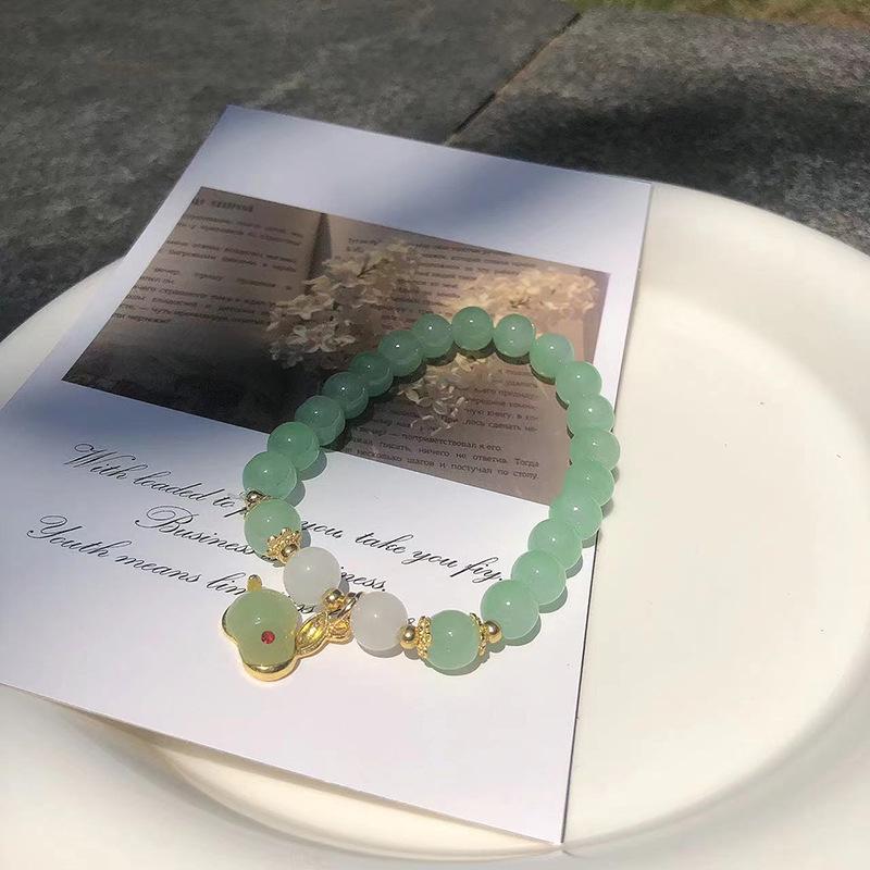 Forest Butterfly Glass Bracelet with Ice-Cracked Flower Beads