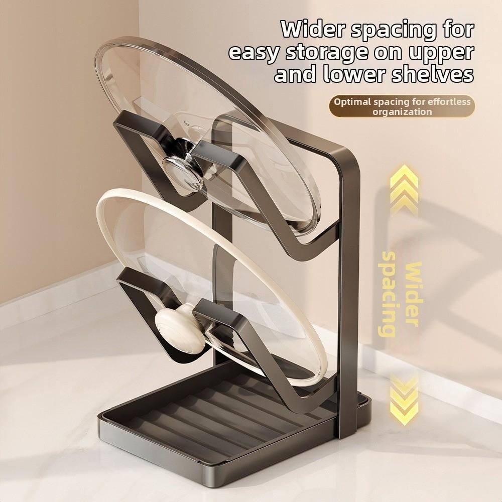 Double Layer Pot Lid Rack Large Capacity Non-Slip Cutting Board Holder Draining U-Groove Utensil Placement Stand Home Kitchen