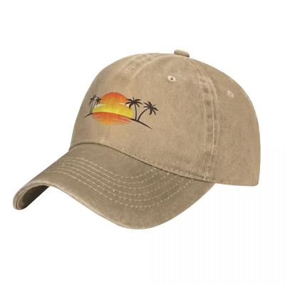 Gorra de Béisbol Lavada con Palmera de Playa Amanecer Atardecer Casual Gorra de Camionero Primavera Hombre Adulto Senderismo Pesca Gorras de Béisbol con Logo Personalizado