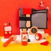 Children's Pretend Play Fire-fighting Tool Set Wooden Toy Waist Bag Baby Tool Box Fire-fighting Equipment