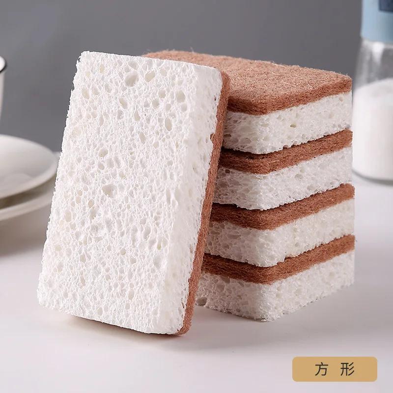 1/6/12pcs Clean Wood Pulp Cotton Scouring Pad Dishwashing Stain Removal Non Sticky Soft Sturdy Household Kitchen Cleaning Cloths