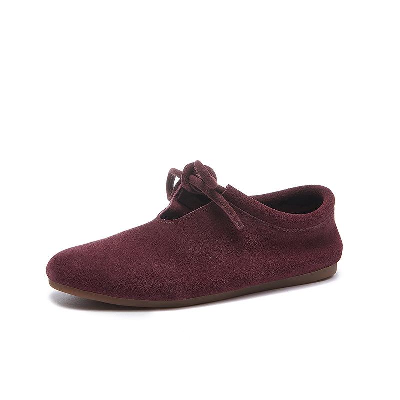 

Женские туфли из натуральной кожи, одинарные, с круглым носком, на мягкой подошве, удобные, с кожаным ремнем и кожаной стелькой, туфли бабушки 38 бордовый