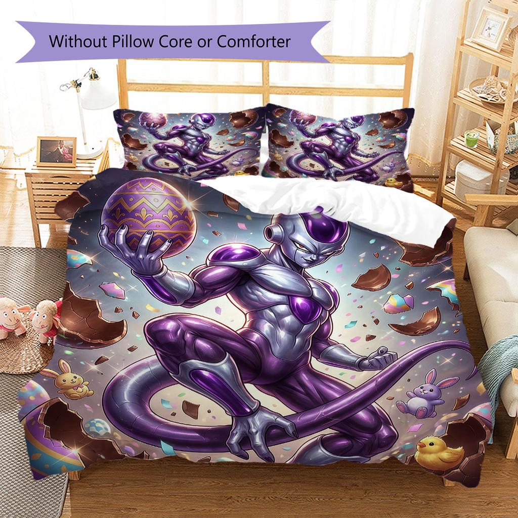 Easter Frieza Pattern Bedding Quilt Set Quilt Cover Pillowcase Home Decoration Birthday Gift (1 * duvet cover + 2 * pillowcase, without core)