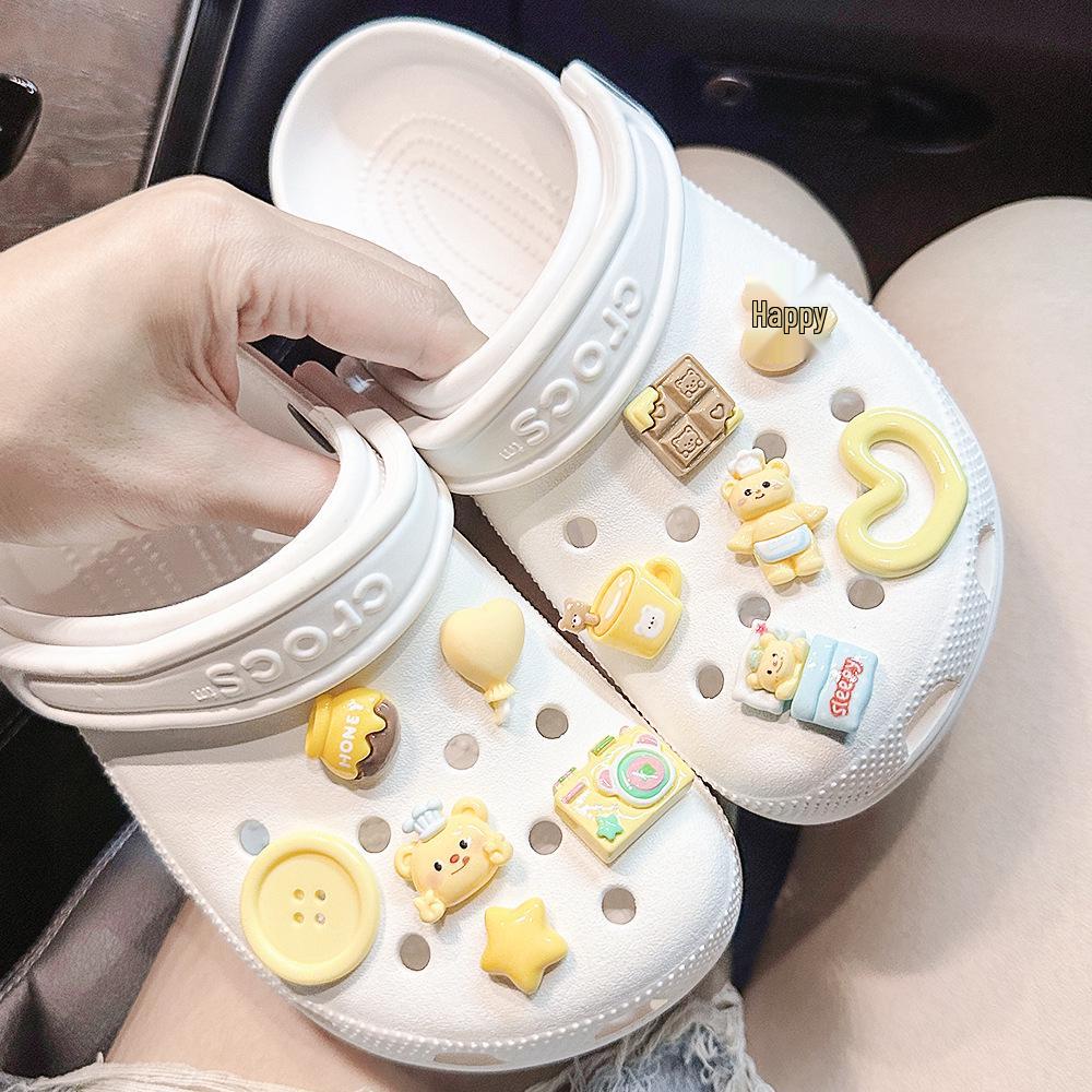 

Желтый Медведь Мультяшный Смола Цветок Застежка для Сабо Аксессуары