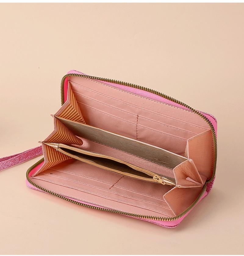 Vysoce kvalitní KPop Lovci démonů Dlouhá peněženka Dámské peněženky na zip Sequin Bling Koženka Kapsa na mince Držák na ID Kartu Dámské Clutch Peněženky