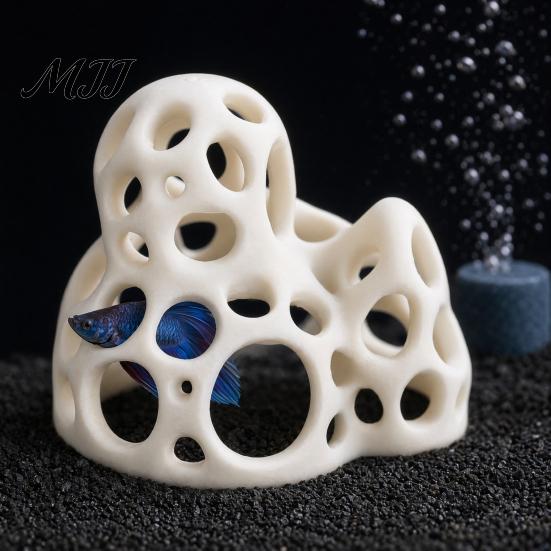 Natural Underwater Landscape 3D Printed Aquarium Shrimp Cave, Hollow Out Fish Tank Shelter, Betta Hideout Safe for Hiding, Resting, Accessories