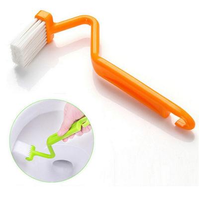 V Shape Toilet Cleaning Brush Portable Toilet Brush Scrubber Curved Clean Side Bending Handle Corner Brush