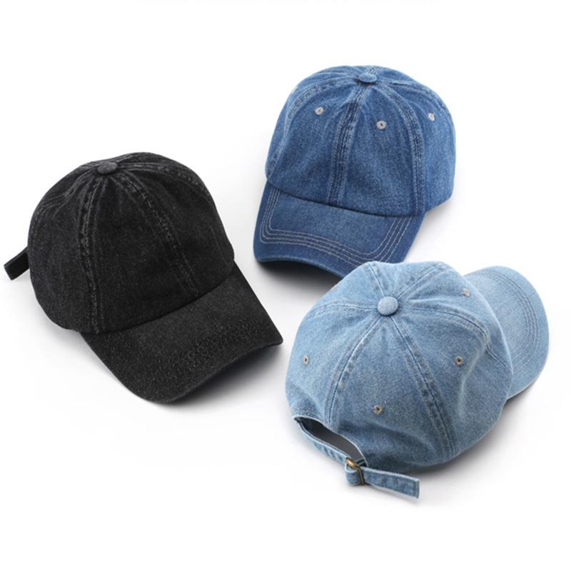 Unisex Denim Baseballkappe für Herren Damen Verstellbar Gewaschene Baumwolle Jeanshut Retro Sonnenhut
