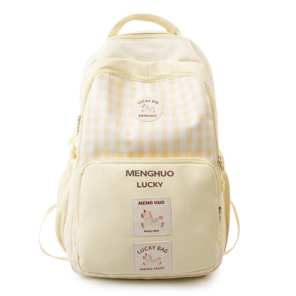 Schoolbag new Japanese cartoon plaid backpack cute Ruiying soft girl girl backpack commuter versatile student schoolbag