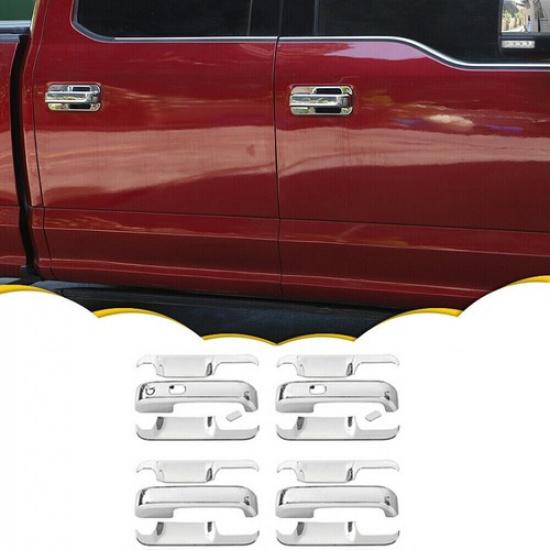 Chrome Exterior Door Handle Shell & Handle Bowl Cover Trim For Ford F150 2015-20
