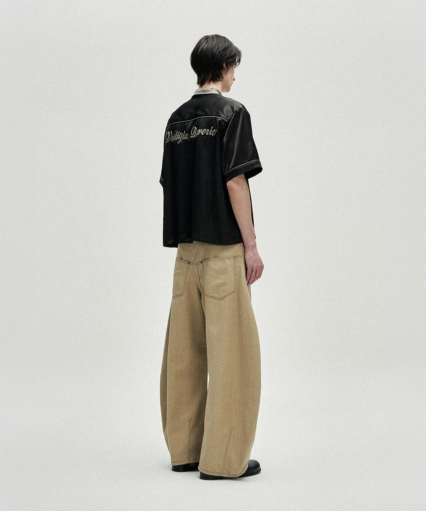 NOT4NERD Chain Stitch Half Bowling Shirt - Black