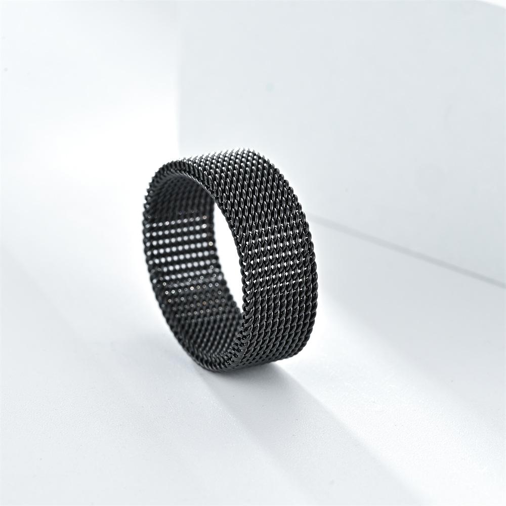 Edelstahl Gittermaschen Ring Einfacher Unisex Schmuck für Partys Valentinstag Größe 6-13 Verfügbar